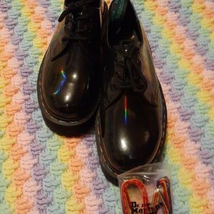 Dr Martens 1461 Quad Black Rainbow Patent Oxfords